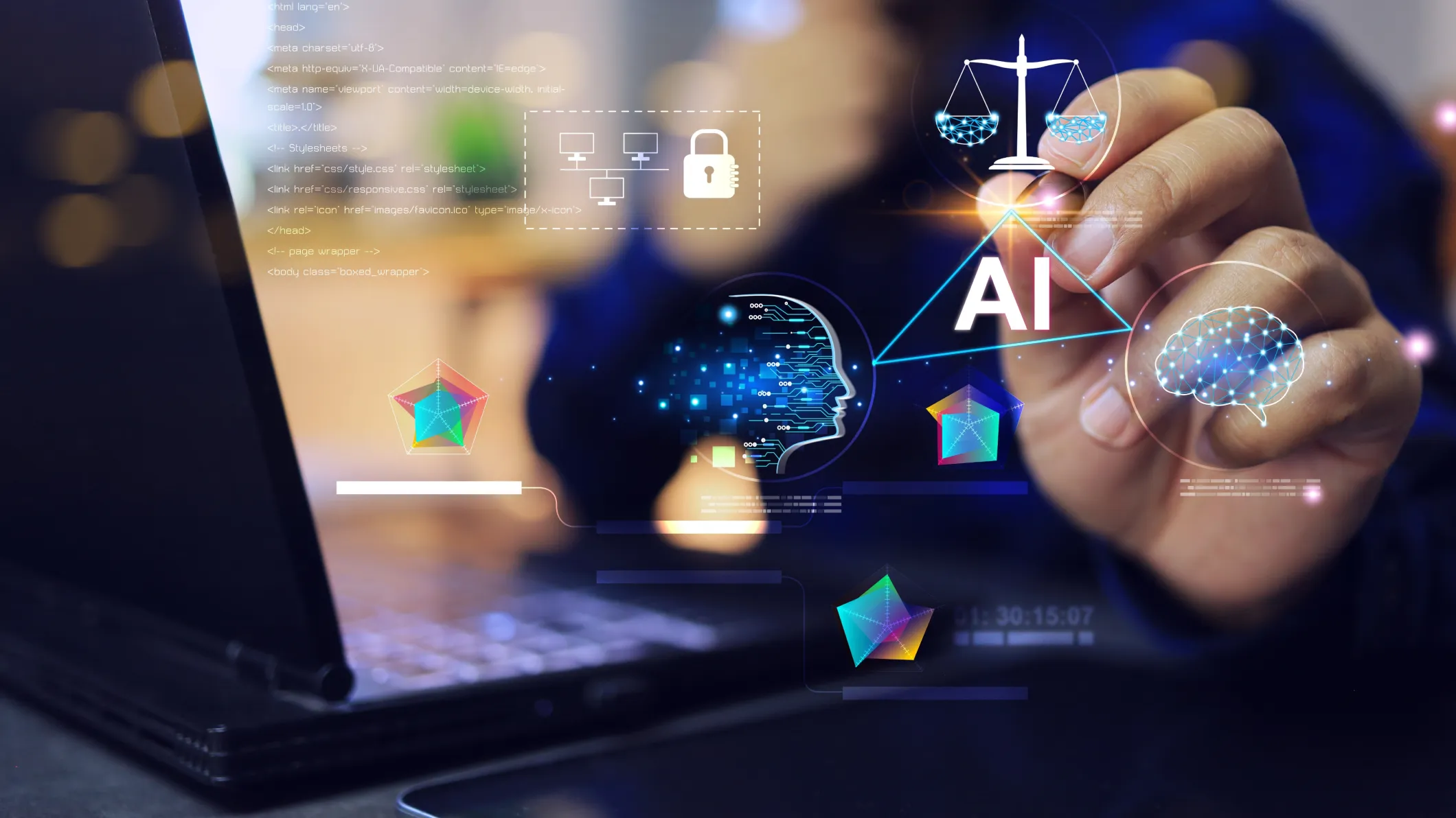 Employee practising AI governance in office